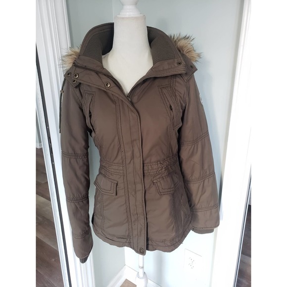 Rare AE Vintage green faux fur lined utility coat - Picture 7 of 9